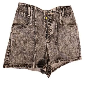 Happy Nature High Rise Seamed Jean Shorts Acid Wash 28